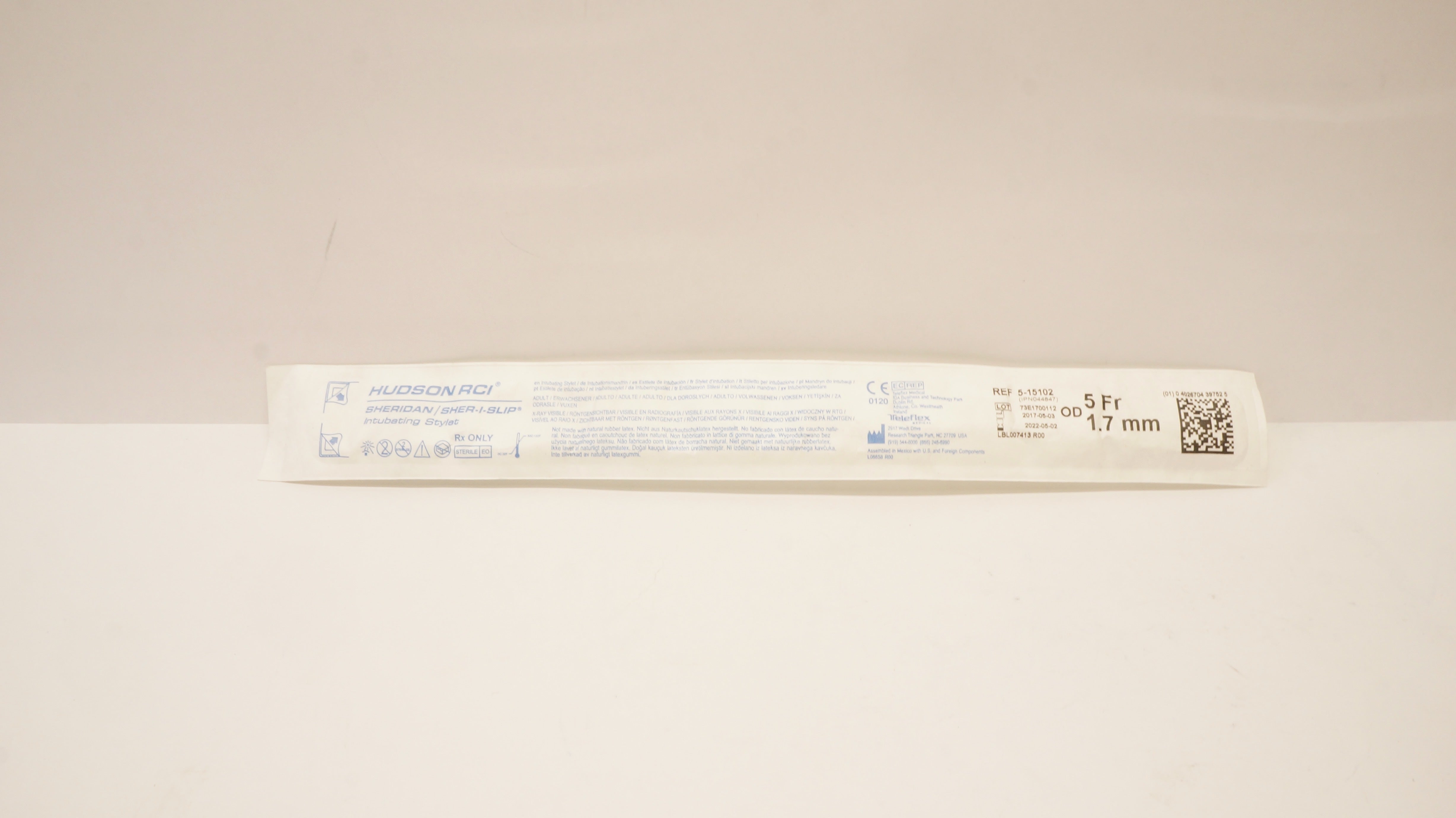 Teleflex 5-15102  Sheridan/Sher-I-Slip Intubating Stylet 5Fr OD 1.7mm (x)