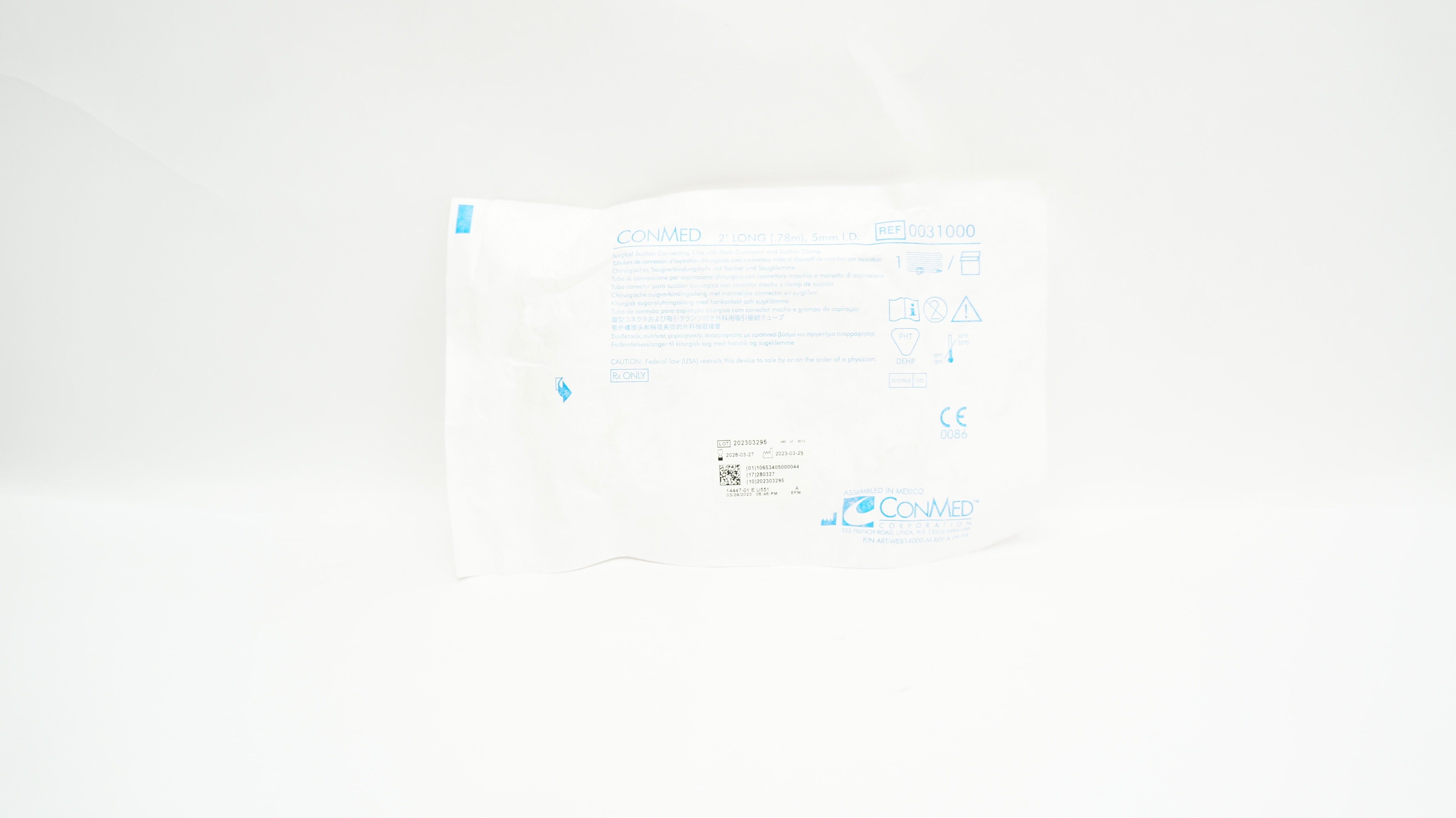 ConMed 0031000 Surgical Suction Connecting Tube 2 Ft. x 5mm I.D.
