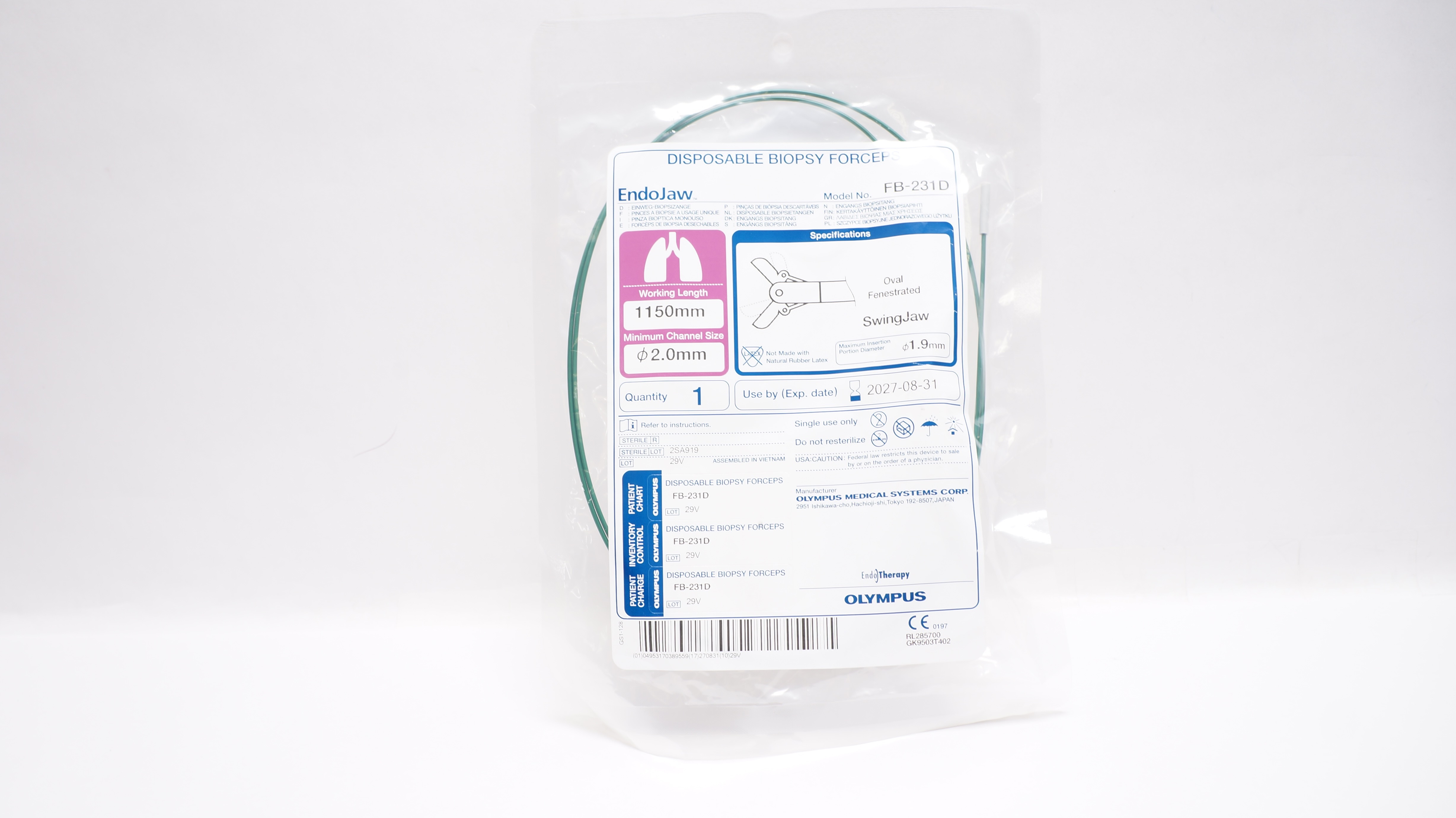 Olympus FB231D EndoJaw Biopsy Forceps Oval Fenestrated 1150 x 2.0 x 1.9mm