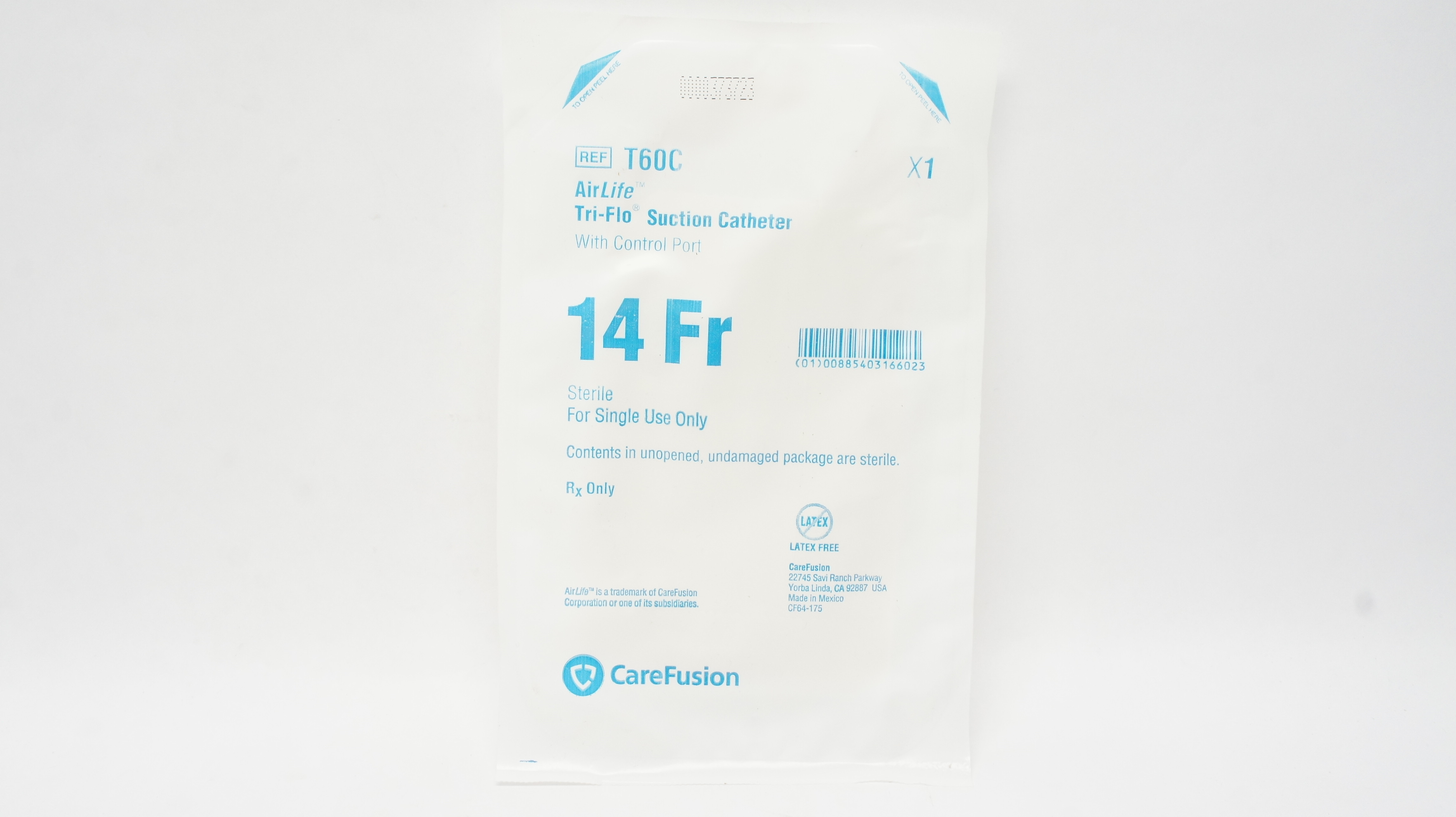 CareFusion T60C AirLife Tri-Flo Suction Cath. with Control Port, 14Fr.