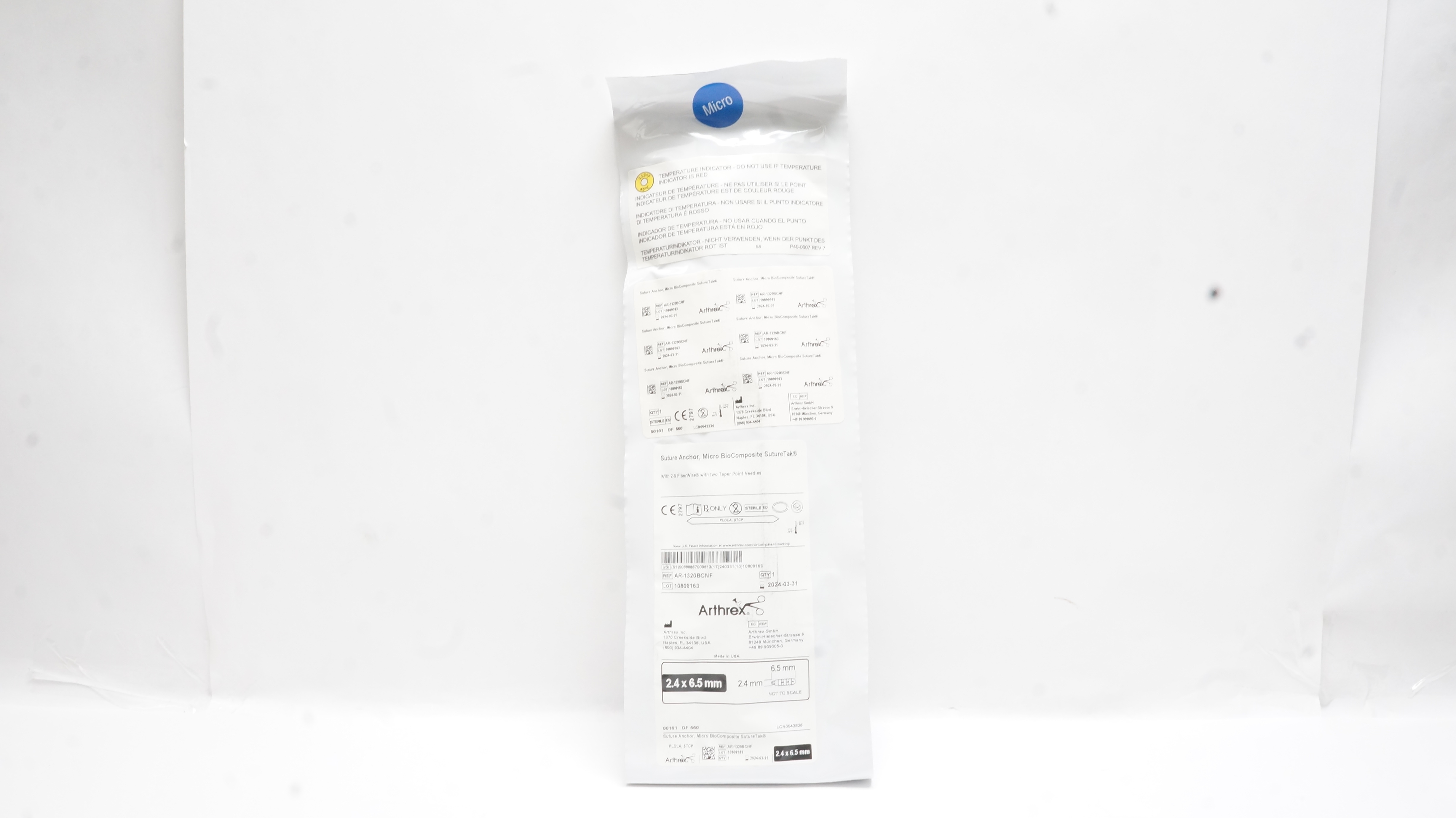 Arthrex AR-1320BCNF Micro BioComposite SutureTak Stre Anchor, 2.4 x 6.5mm (x)