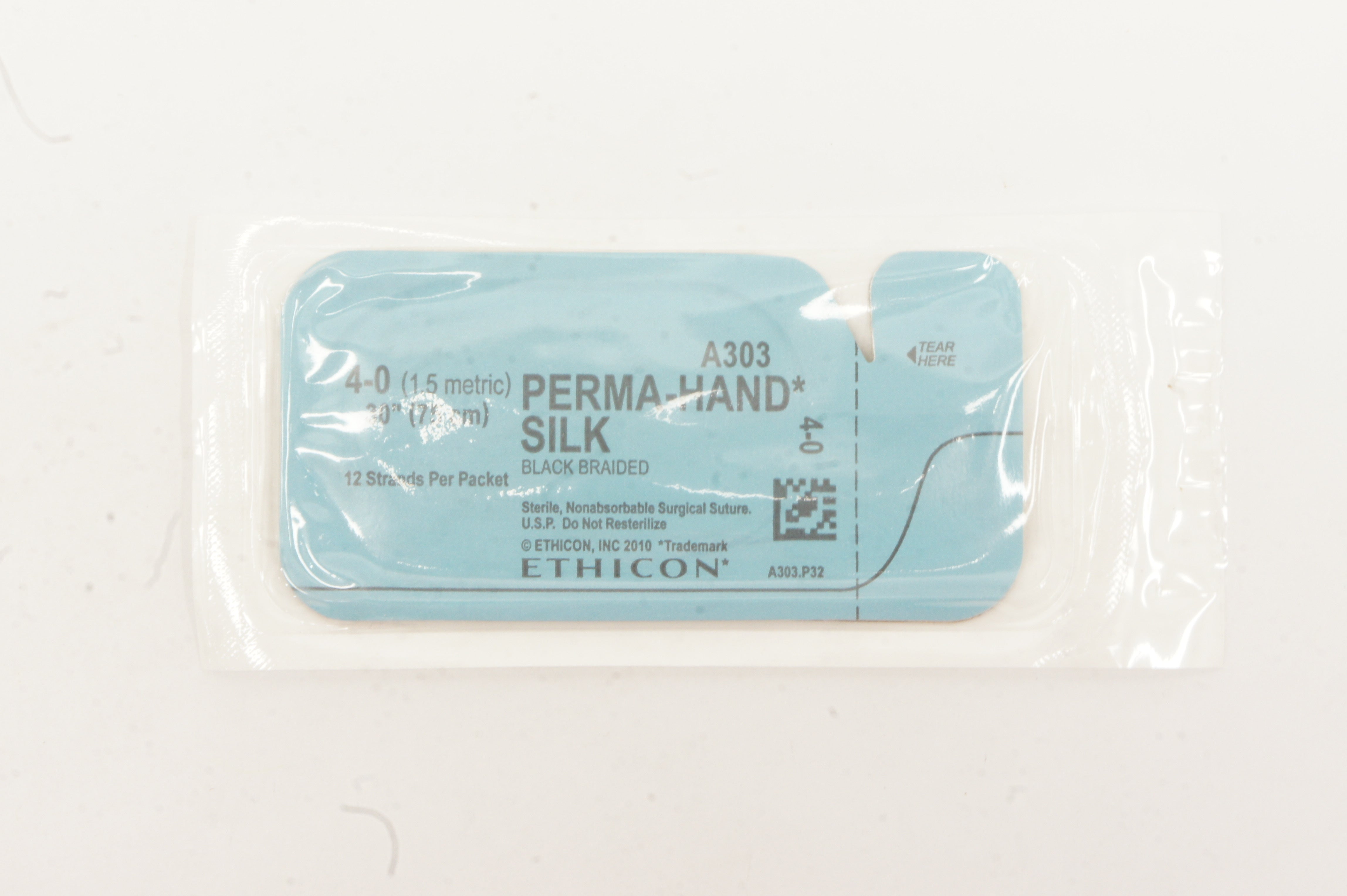 Ethicon A303 4-0 PERMA-HAND SILK Surgical Stre, Black Braided 30inch