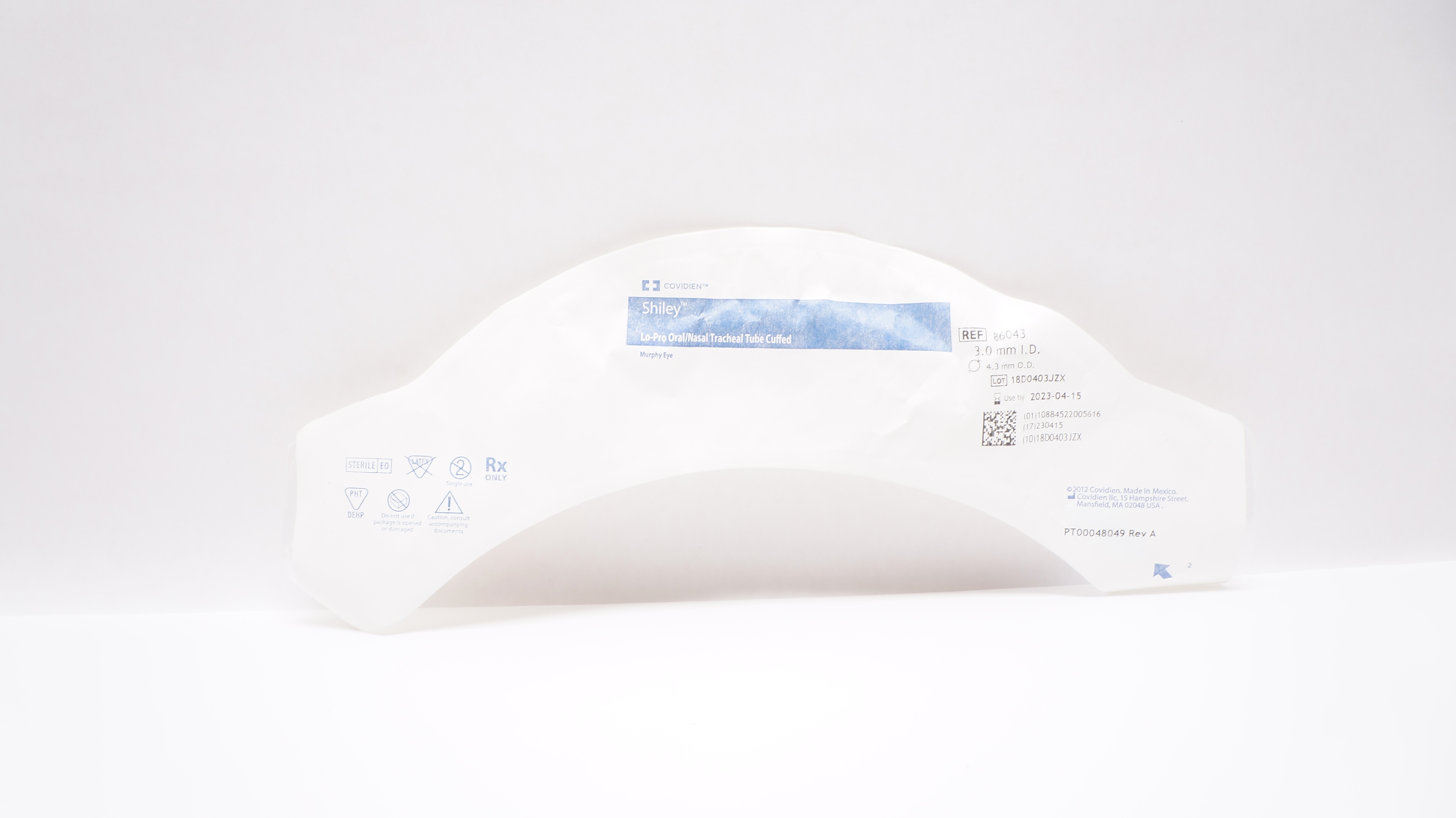 Covidien 86043 Shiley LO-Pro Oral/Nasal Tracheal Tube Cuffed 3.0mm x 4.3mm (x)