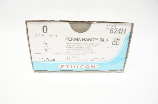 Ethicon 624H 0 Perma-Hand Silk KS 60mm Reverse Cutting 30inch - Box of 36