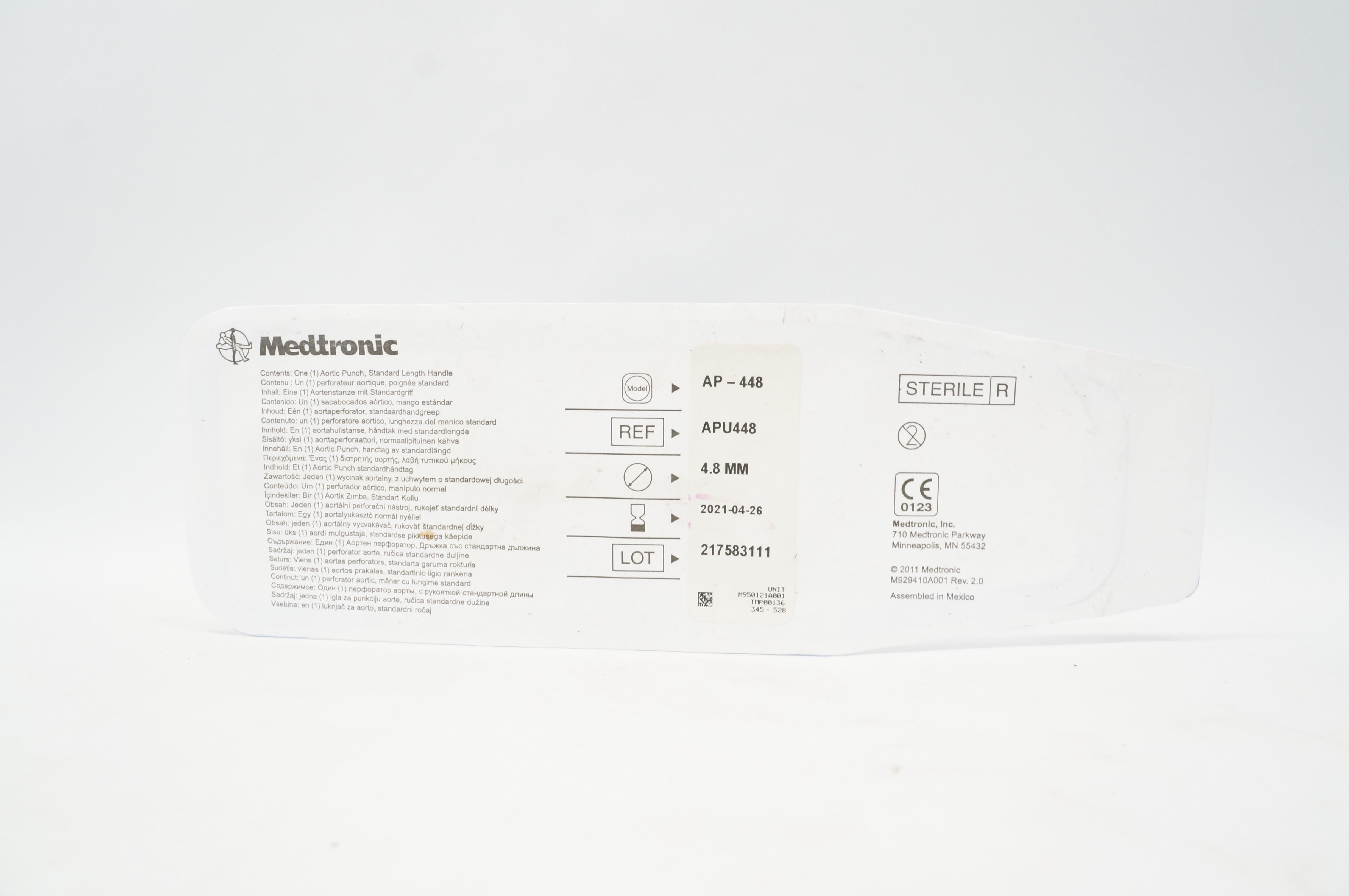 Medtronic APU448 Aortic Punch, Standard Length Handle 4.8mm (x)