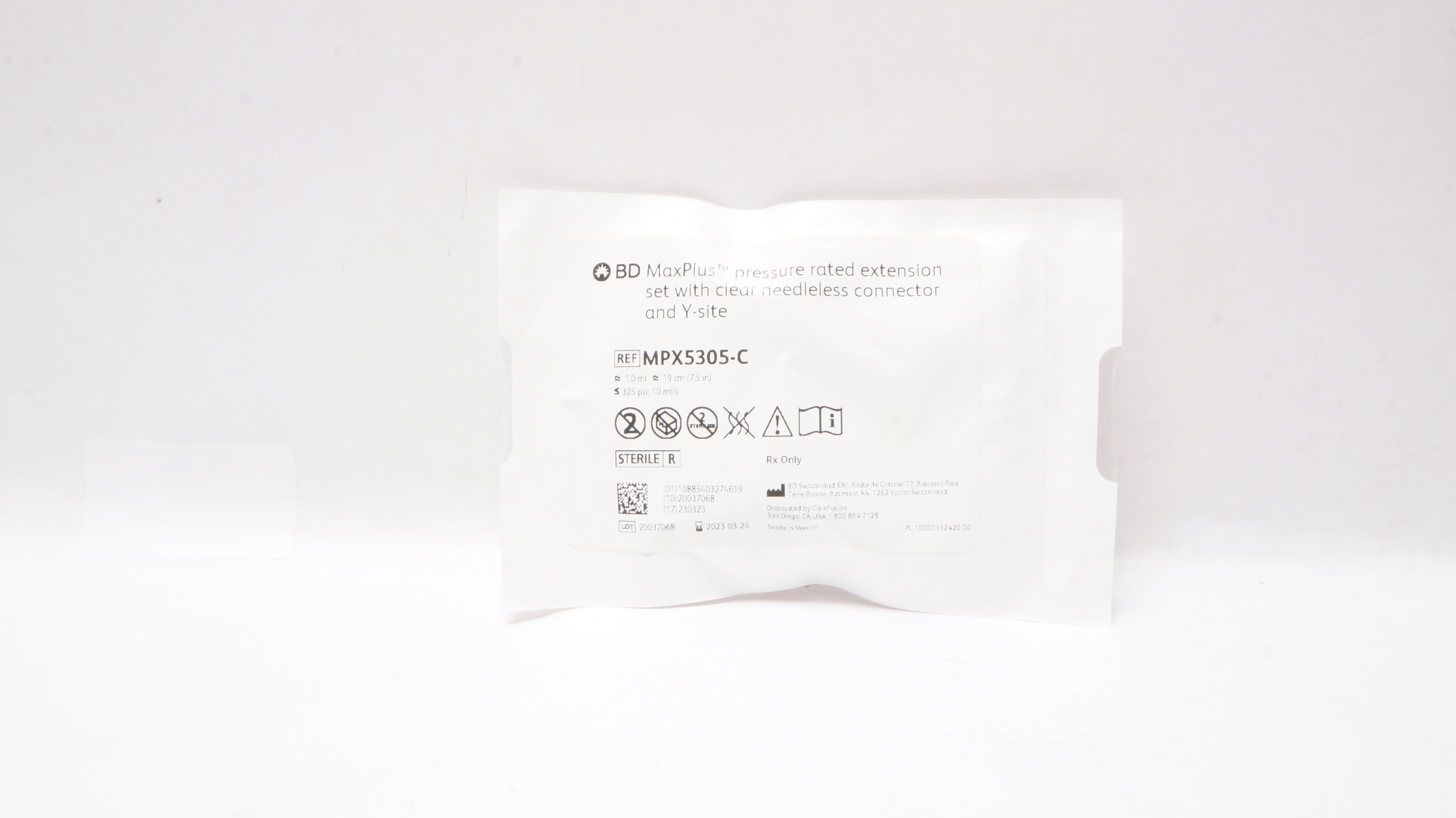BD MPX5305-C MaxPlus Pressure Rated Extension Set 1.0ml x 7.5inch Appx. (x)
