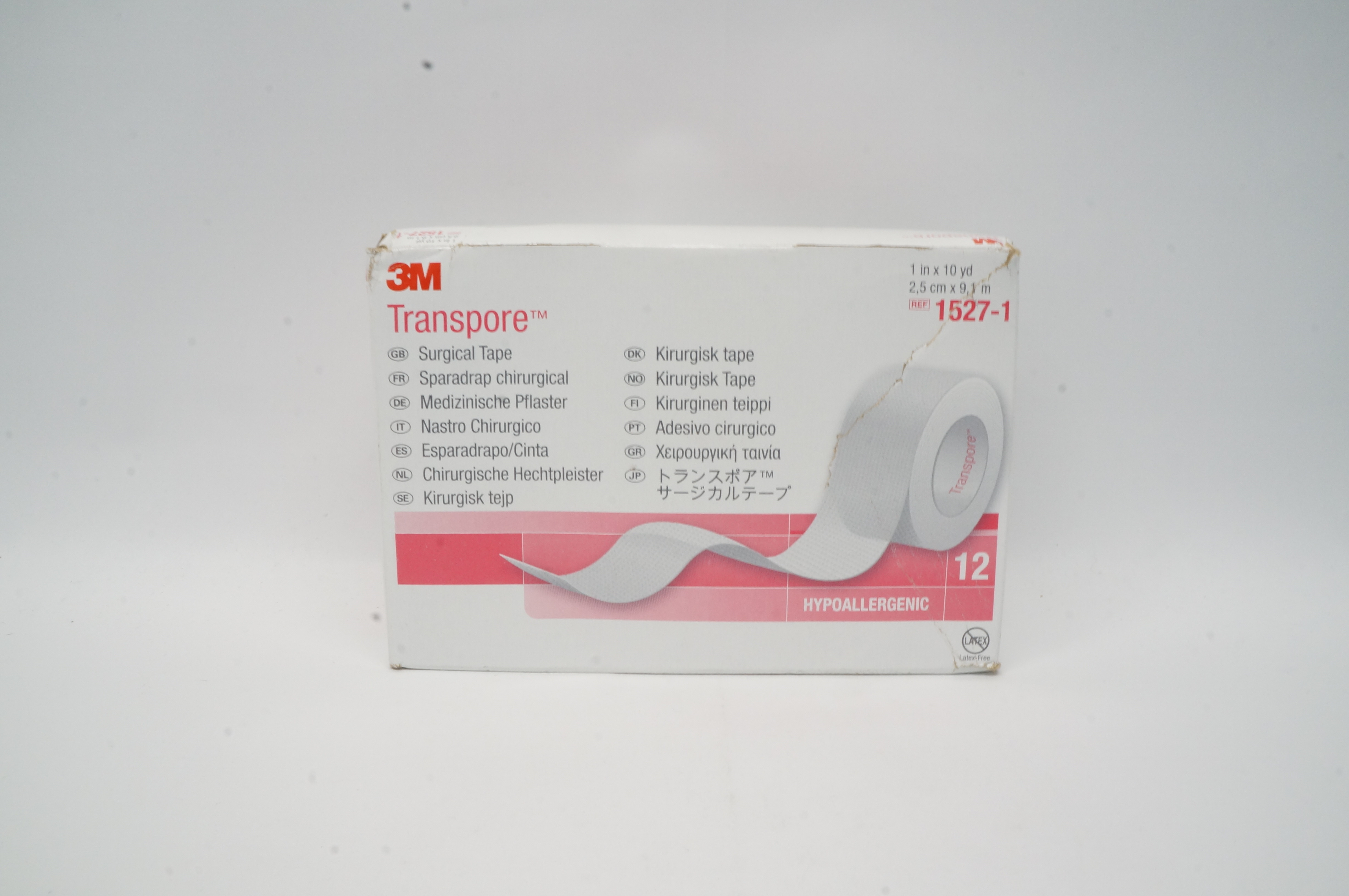 3M 1527-1 Transpore Surgical Tape 1inch x 10yd (x) - Box of 12