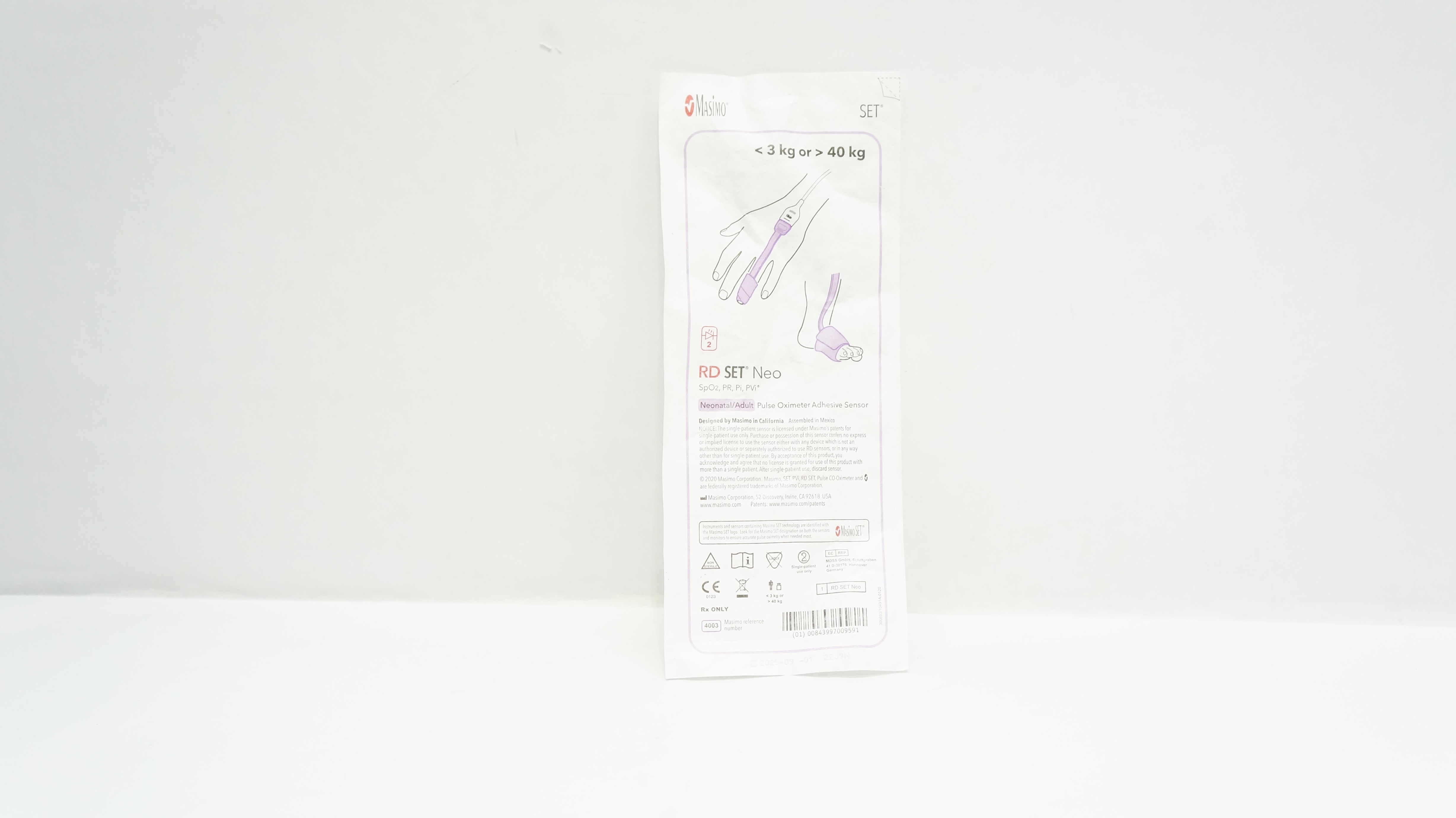Masimo 4003 RD SET Neonatal/Adult Pulse Oximeter Adhesive Sensor <3kg or>40kg