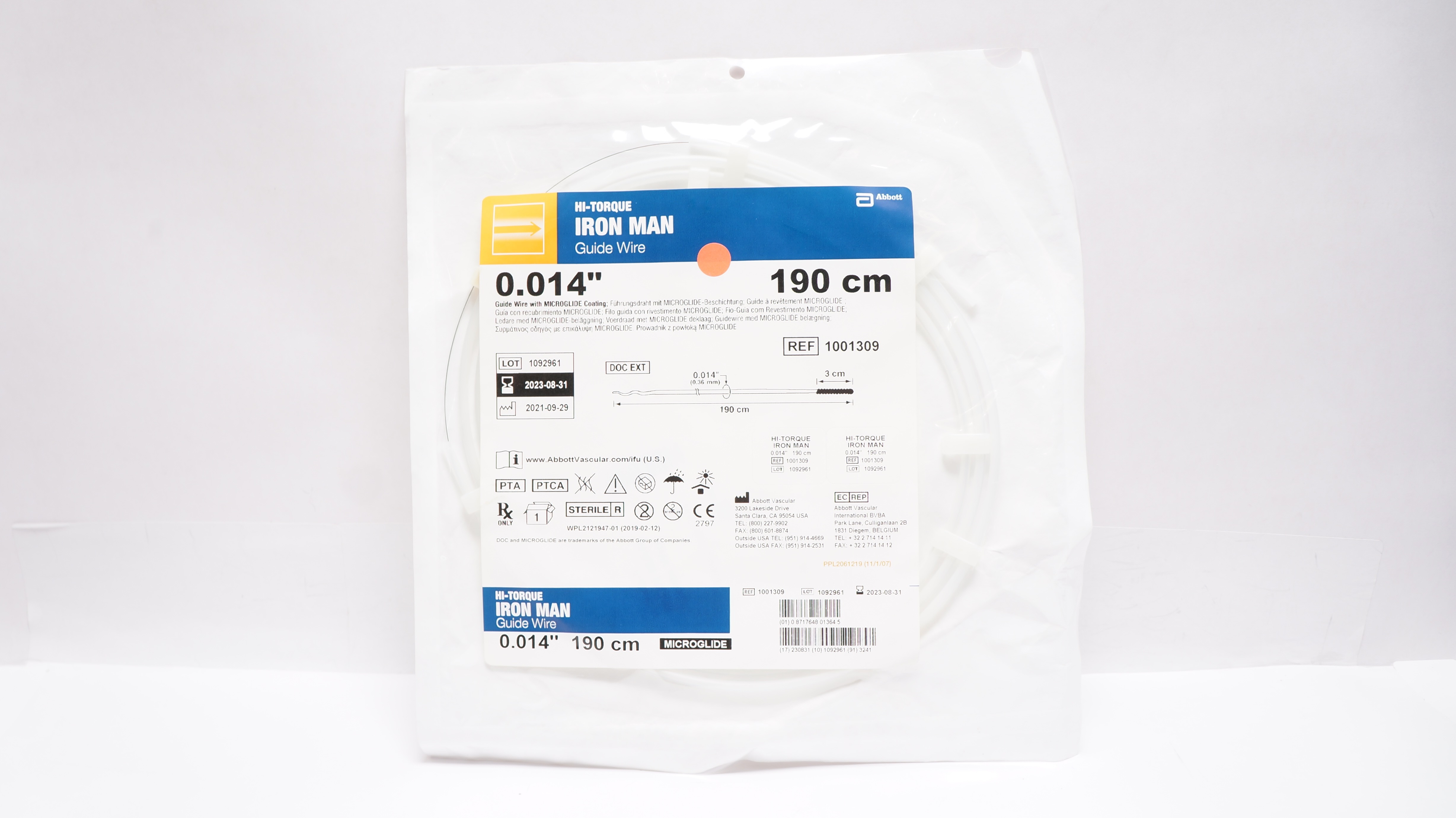 Abbott 1001309 Hi-Torque Iron Man Guide Wire 0.014inch x 190cm (x)