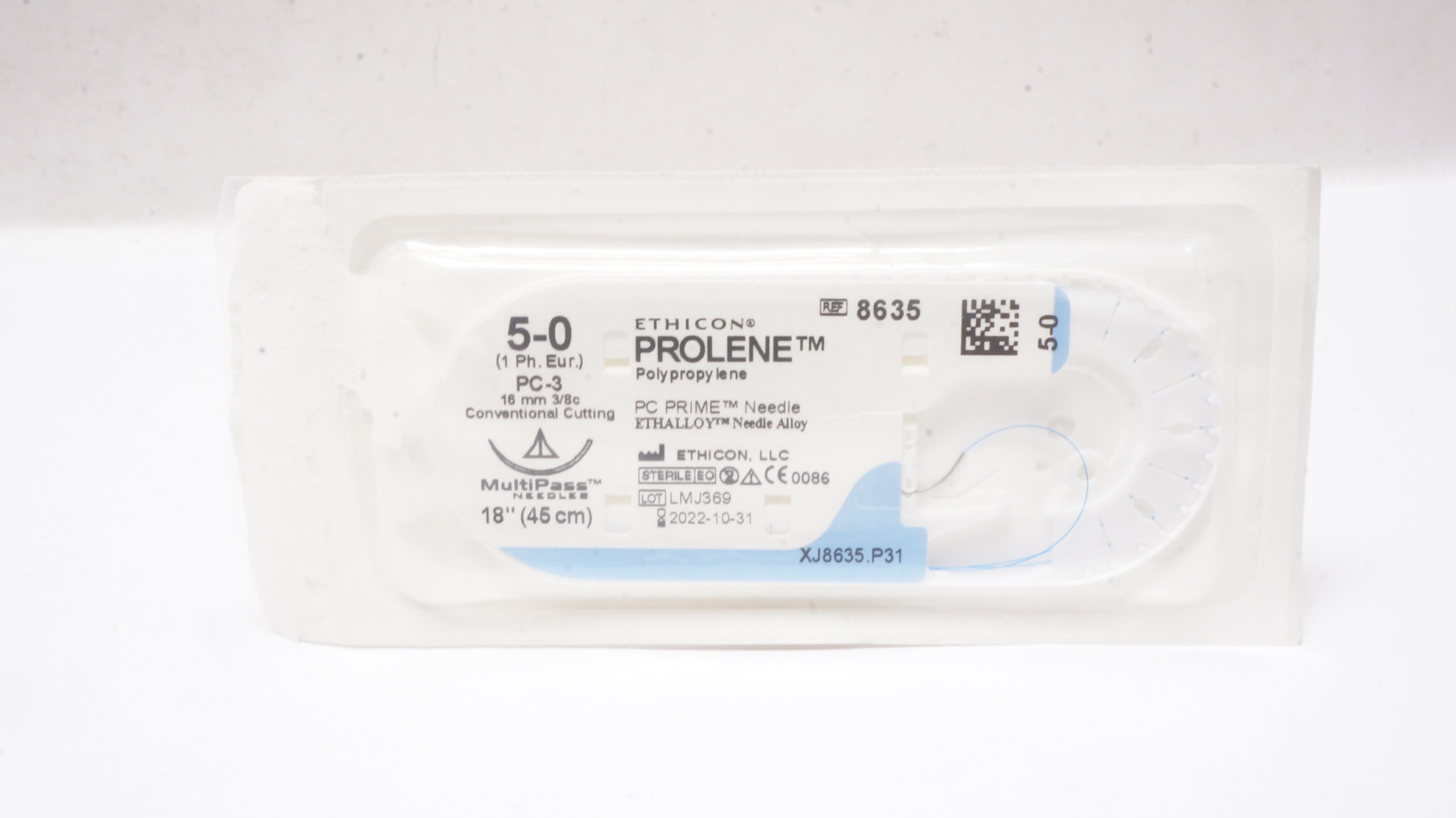 Ethicon 8635 5-0 PROLENE, RC-3, 16mm 3/8c Conventional Cutting, 18 inch (x)