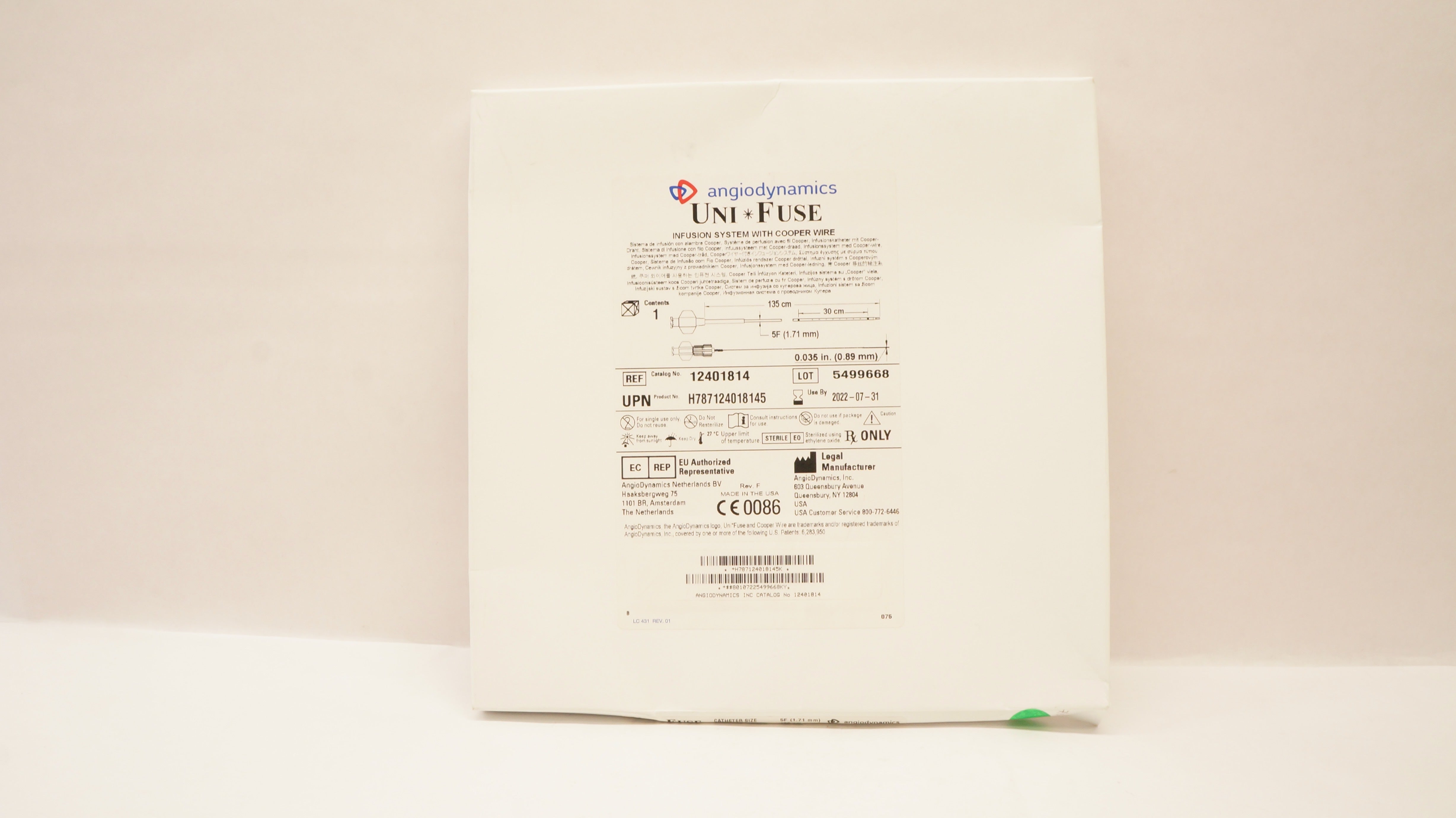 AngioDynamics 12401814 UniFuse Infusion System With Cooper Wire 5F x