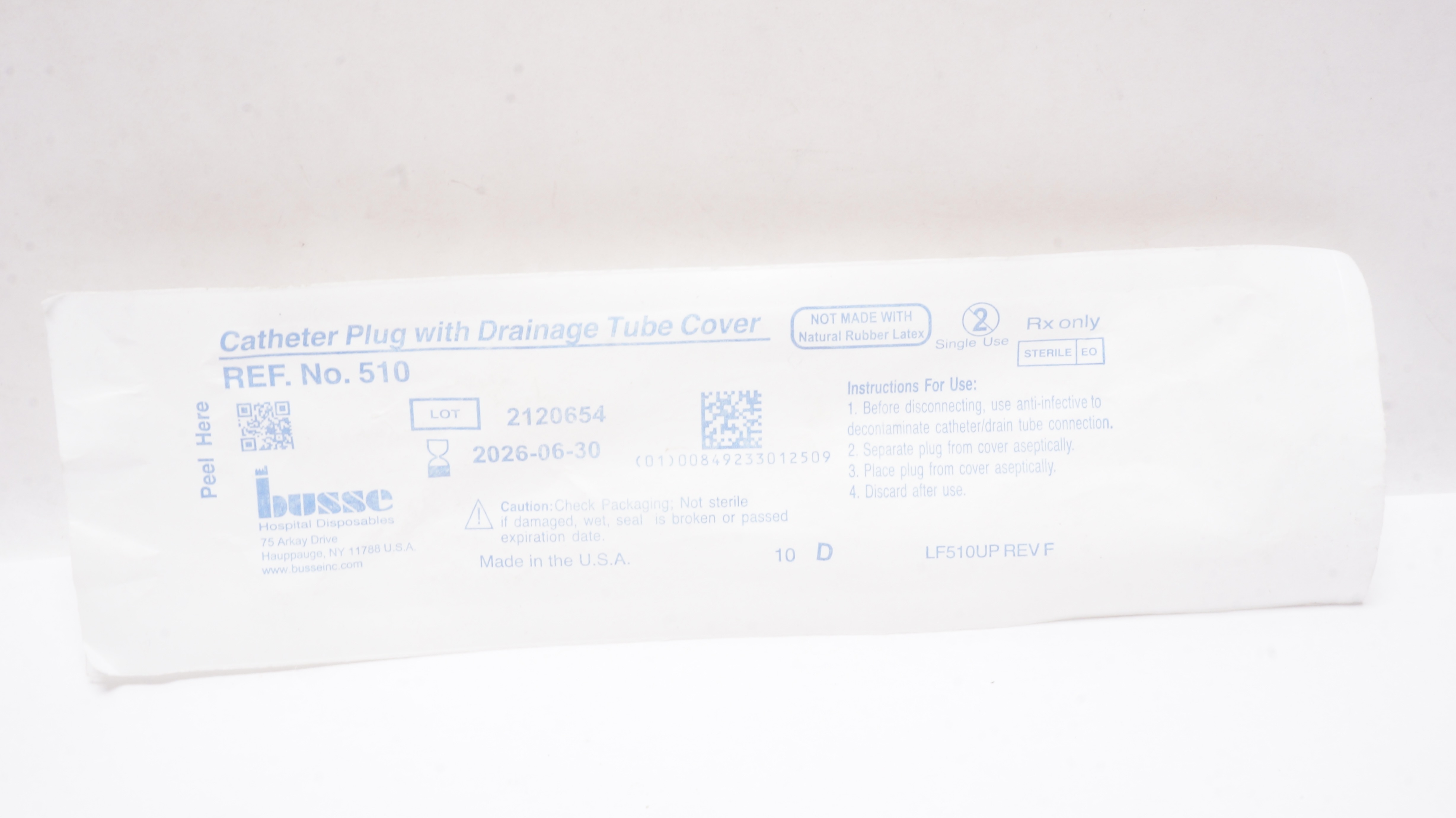 Busse 510 Cath. Plug with Drainage Tube Cover