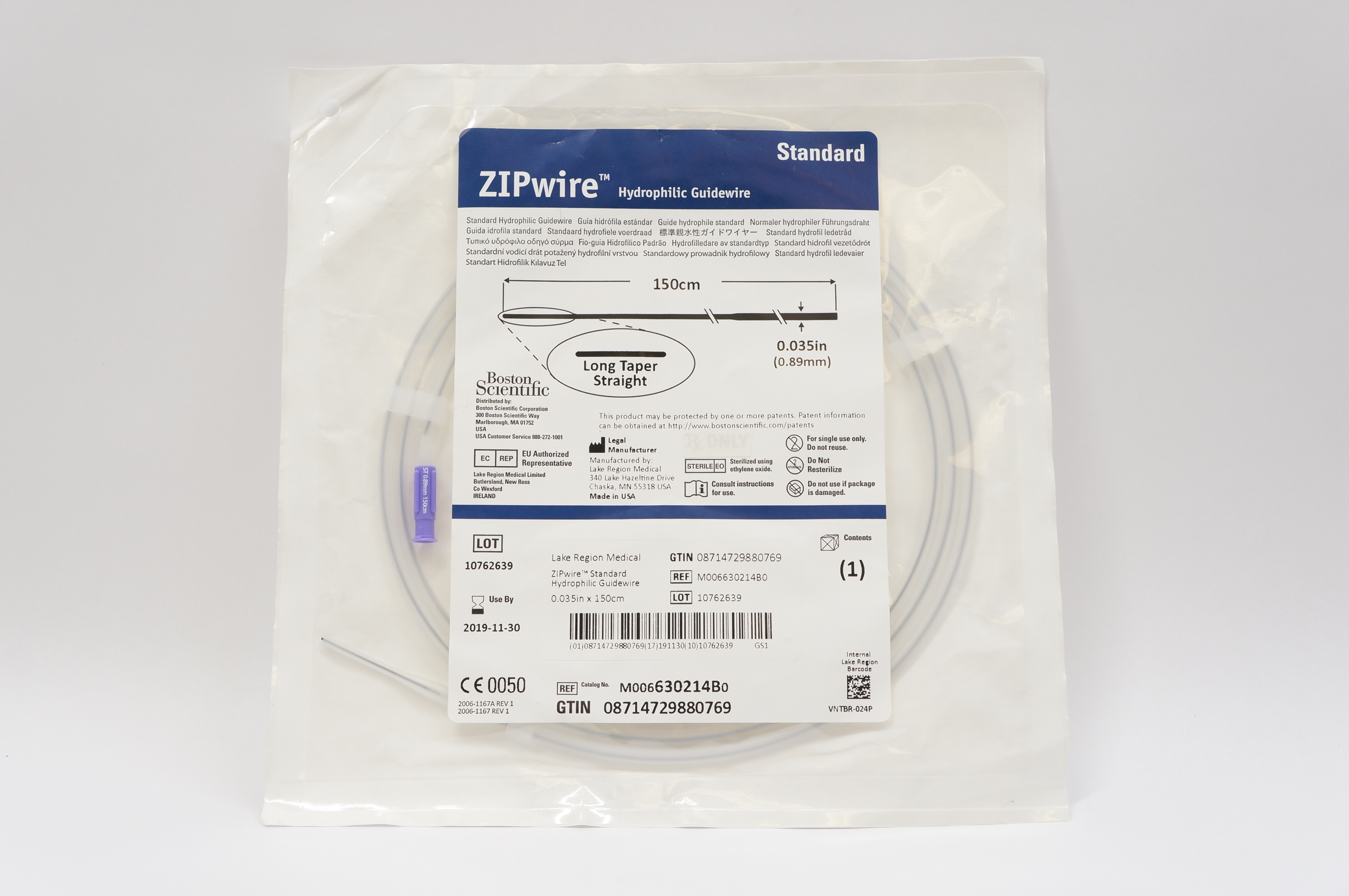 Boston Scientific M006630214B0 ZIPwire Hydrphilic Guidewire 0.035inch x 150cm (x)