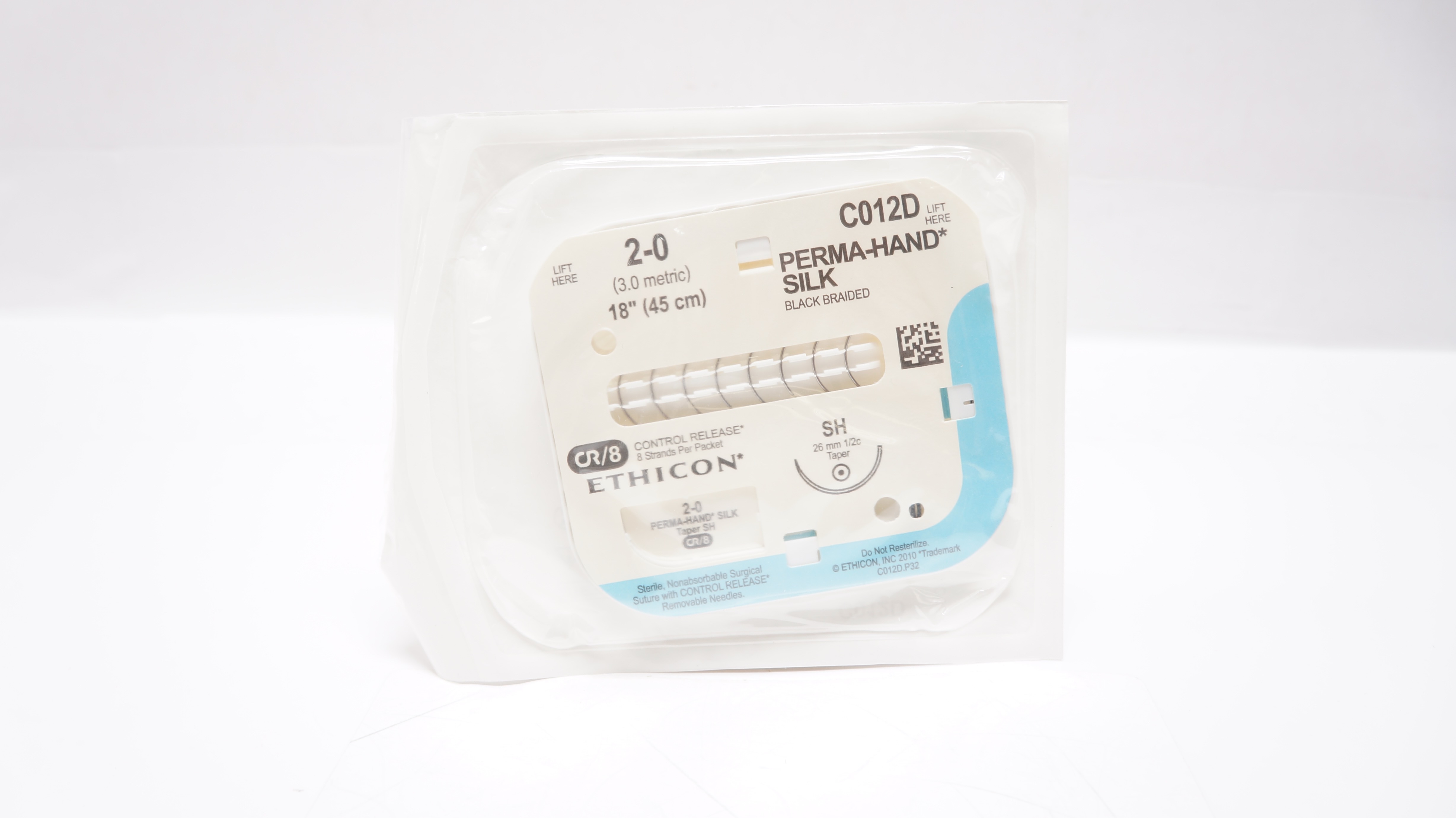 Ethicon C012D 2-0 PERMA-HAND SILK, SH, 26mm 1/2c Taper, 18inch (x)